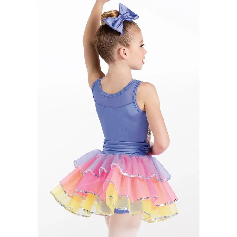 Pre-Owned Dance Costume Weissman 13423 Medium Child Multi Color 2 in 1 Jazz Seq